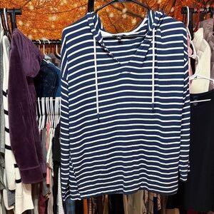 Buffalo David Bitton Navy and White Striped Hoodie